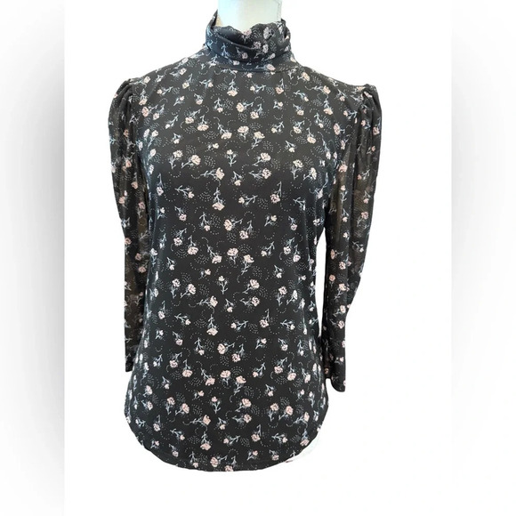 Free People | Floral Mock-Neck Mesh Top (L) - Picture 2 of 6